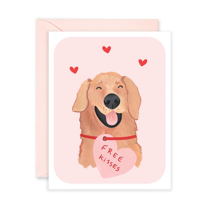 Free Kisses | Valentine's Day Card | Card for dog lovers for wholesale by Isabella MG