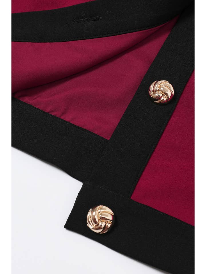 Wine Élégance Structurée Long Sleeve Top & Pants Set for wholesale on Faire10