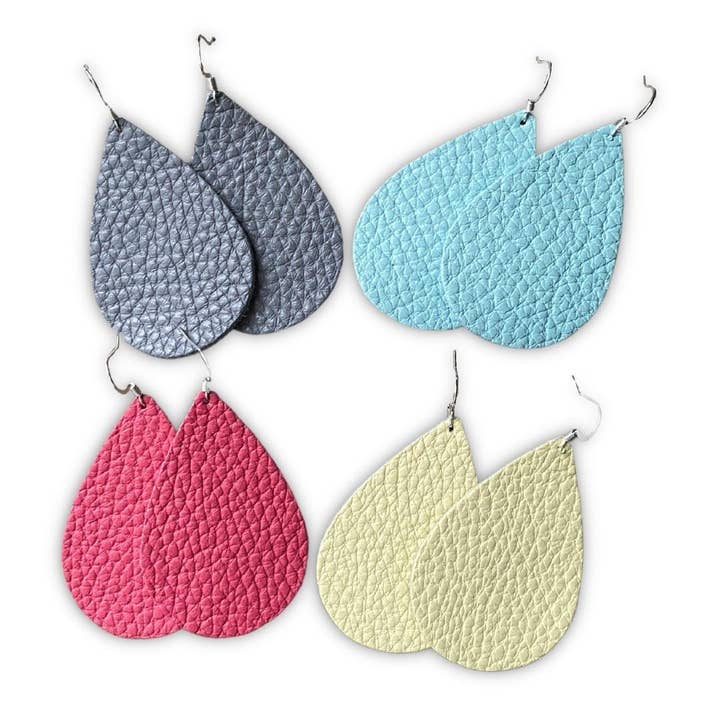 Lila lila läderörhängen - Teardrop eller Curved Leaf för wholesale av Luna And Loki Design