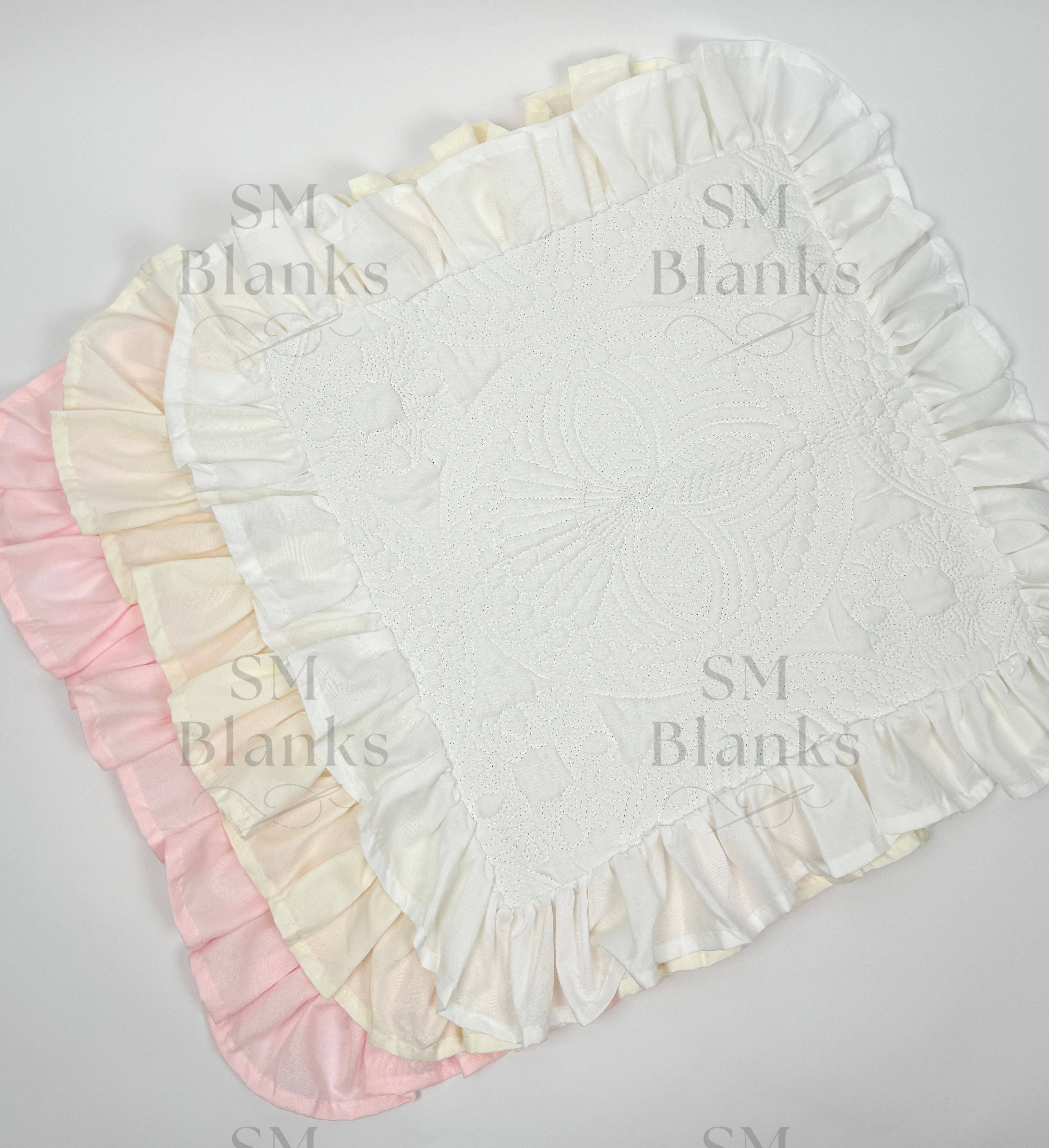 SM Blanks - Wholesale Bedding Pillowcase/Sham - White Ruffle Heirloom Pillow Sham5