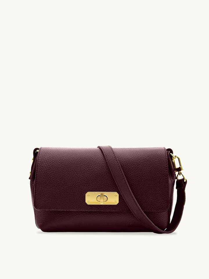 The Maisie Midi Burgundy Leather Bag for wholesale by Apatchy London