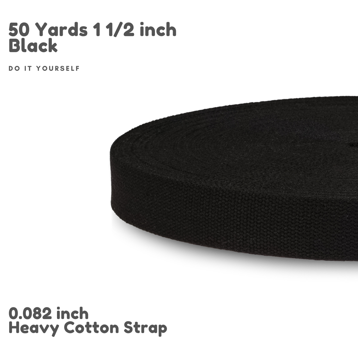 Dream Trimming Goods LLC - Wholesale Craft Supplies - 1.5" x 50 Yard Black Heavy Cotton Webbing for Bag Belt Sewin1