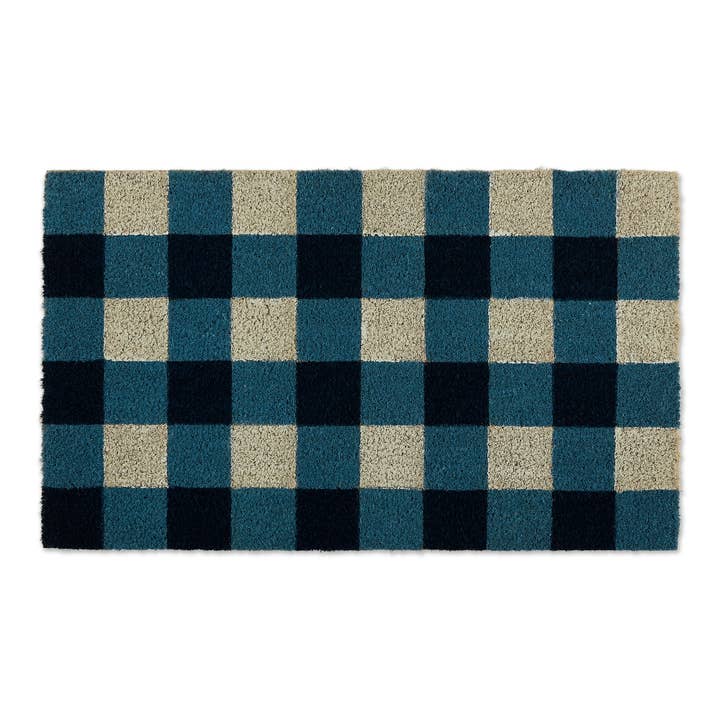 Paillasson à carreaux Buffalo bleu marine et blanc pour la vente par Welcome Home Unbeatable Deals