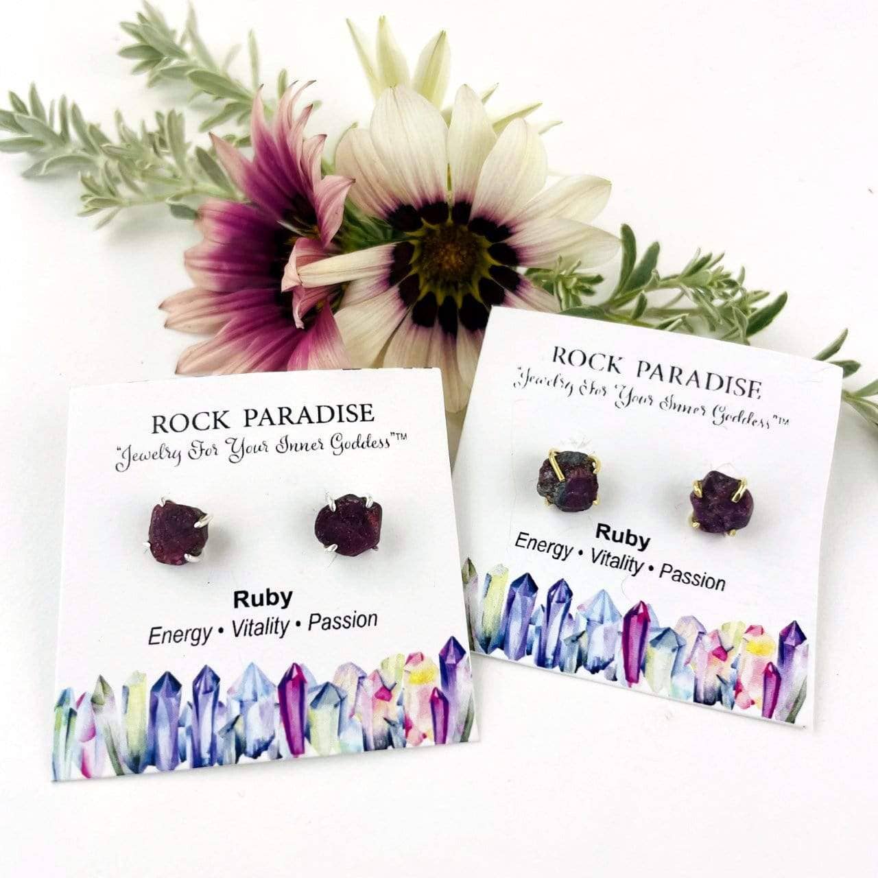 Rock Paradise - Wholesale Stud/Post Earrings - Crystal Gemstone Stud Earrings - Choose Gold or Silver6