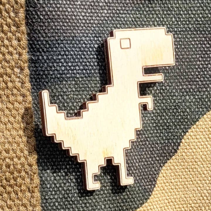 No Internet Dinosaur Pin for wholesale by Foley Handmade
