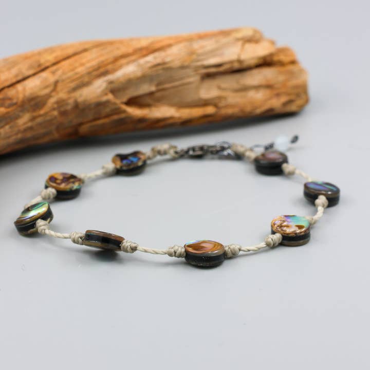 Hand Knotted Abalone Bracelet - Shell Bracelet, Handmade USA for wholesale by The Stitch Alliance