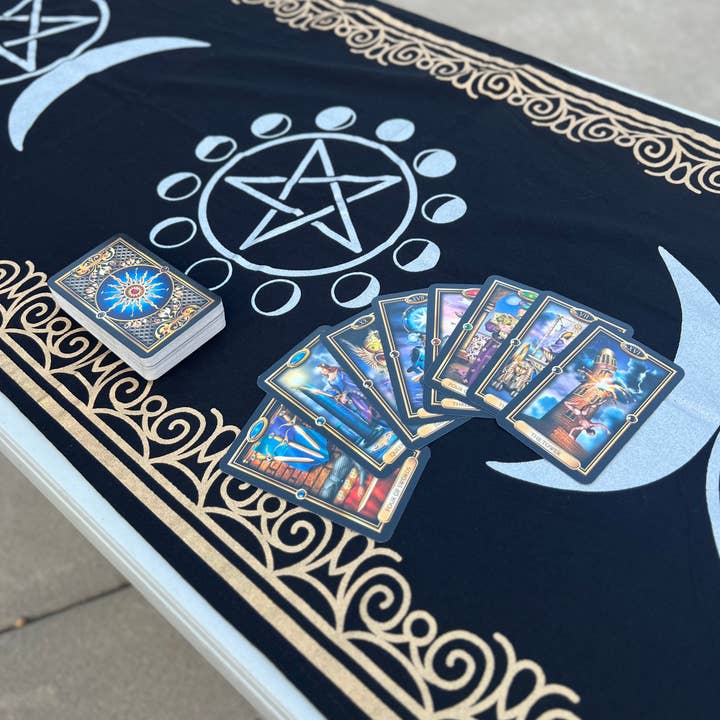 Lungta Imports - Wholesale Tablecloth - Triple Moon Long Altar Cloth Tarot Witchcraft Table Cloth1