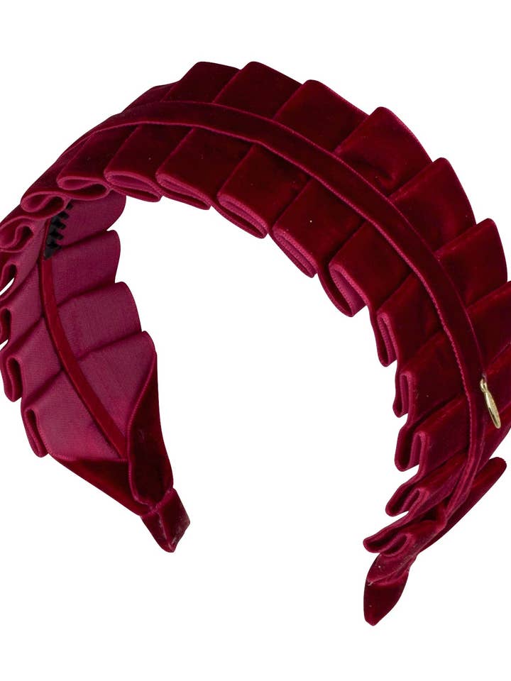 Pristine Pleats Headband - Burgundy for wholesale by Project 6 NY Kids