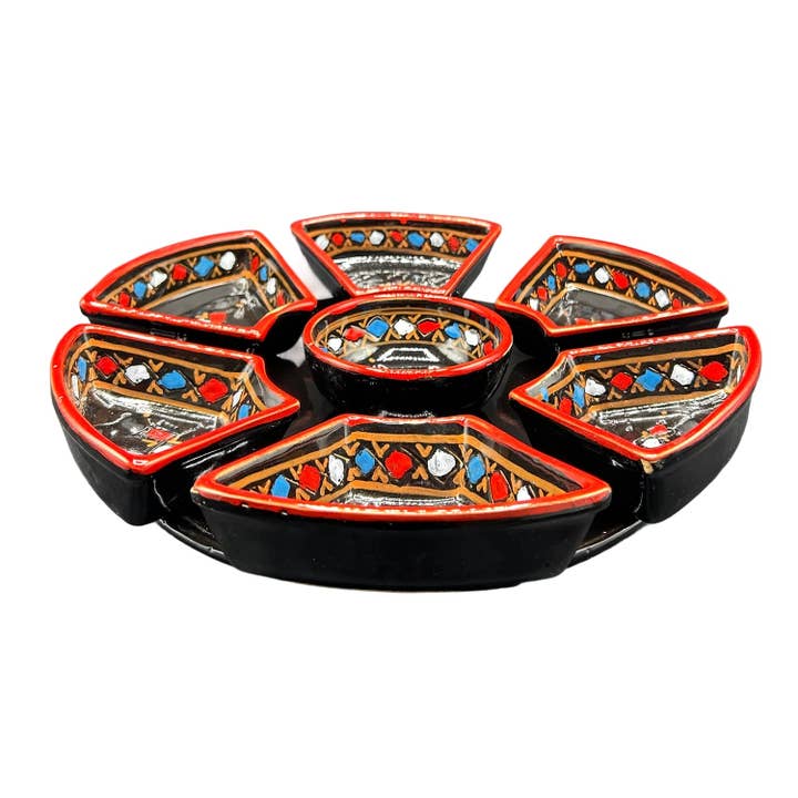 Etnico del Mondo - Wholesale Appetizer Serveware - Round Appetizer Dish in Hand-Painted Tunisian Ceramic #46