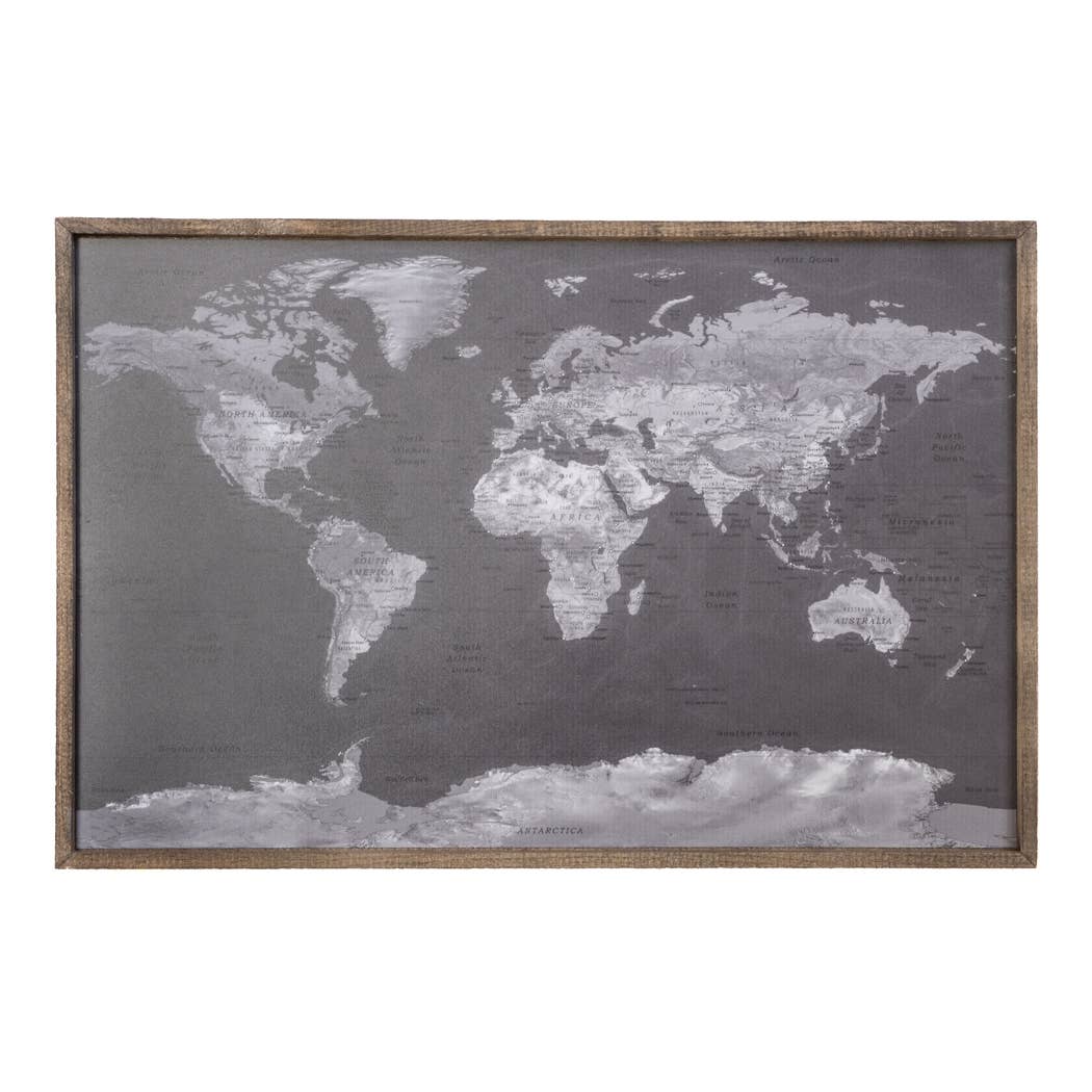 Driftless Studios - Wholesale Map - 24x16 Black and White Magnetic World Map - SM0032
