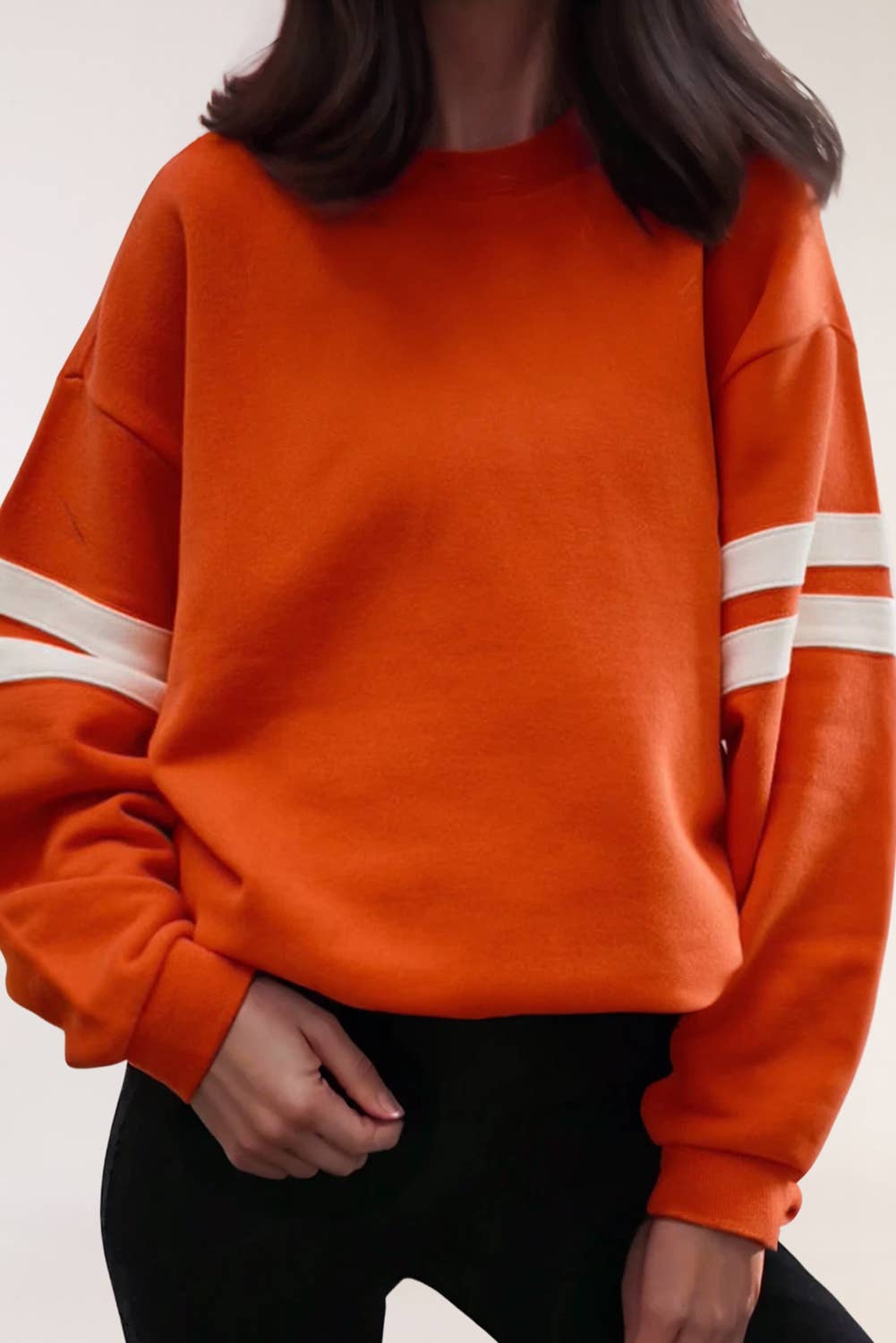 LA Society - Wholesale Sweatshirt - Women's - Striped Detail Drop Shoulder Oversized Boyfriend sweatshirt8