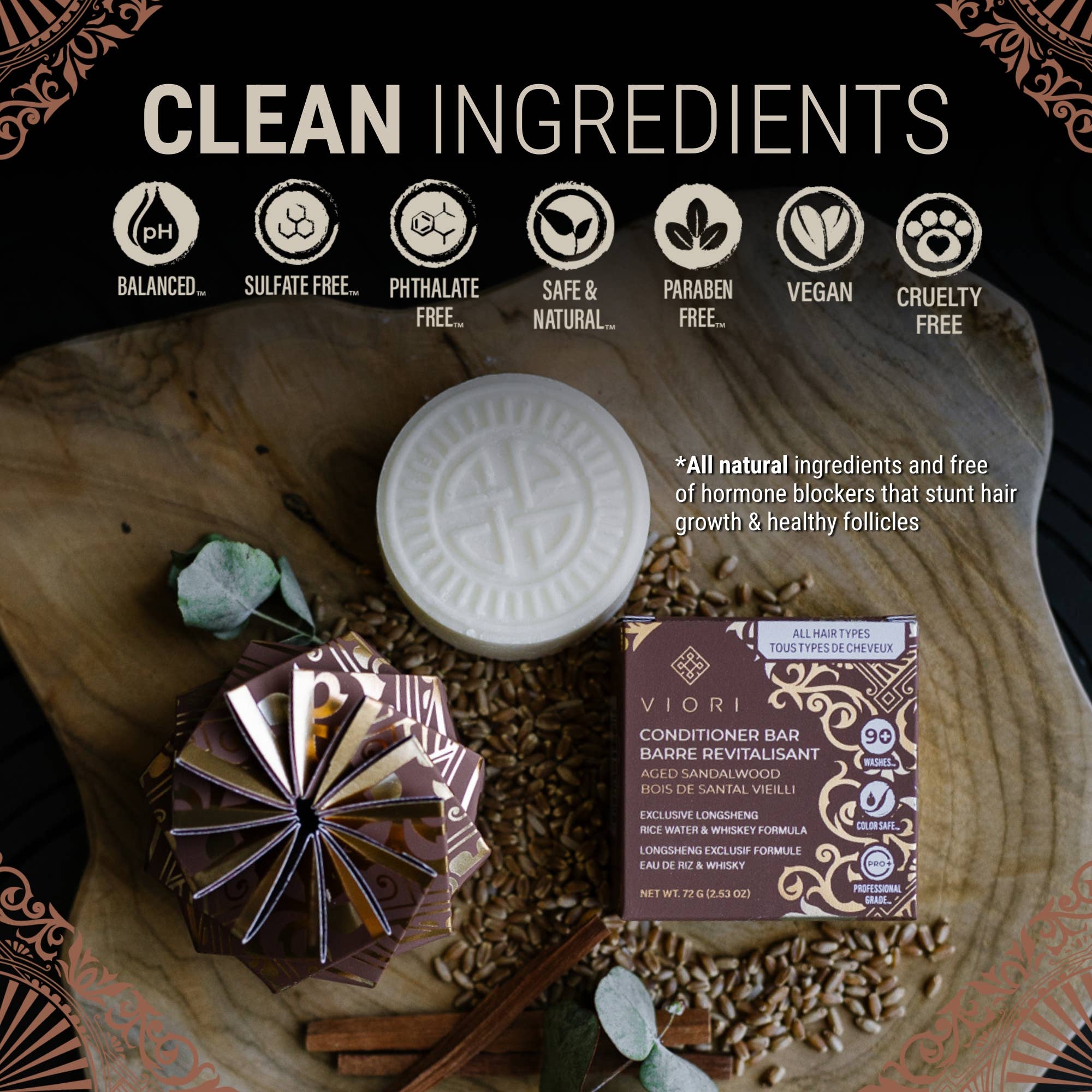 Viori Beauty - Vendita all'ingrosso Balsamo per capelli - Balsamo Solido per Uomo Capelli e Cuoio Capelluto Secchi | Patchouli Bruciato4