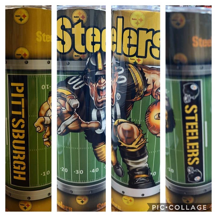 Steelers 20oz Sublimation Skinny Tumbler for wholesale by Unique Custom Tumblers by Ashley