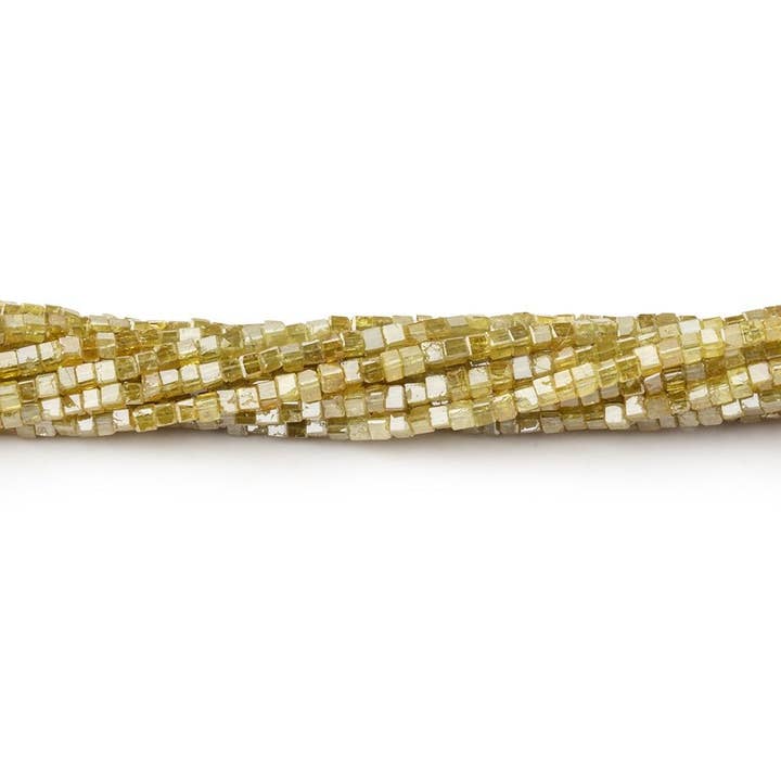 Perles cubiques non facettées en diamant jaune canari de 1-1,5 mm, 16 pouces, 315 pièces pour la vente par Beads of Cambay