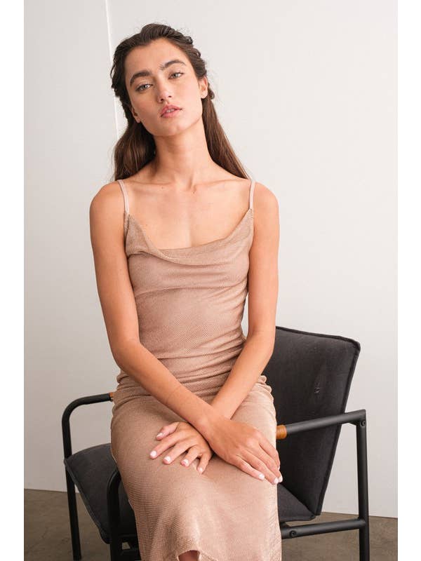 Copper PD17376 - Eden Metallic Cami Midi Dress for wholesale on Faire5