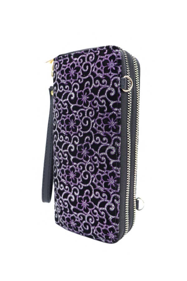 Cap Zone - Wholesale Wallet - Women's - Floral Patterned Double Zipper PU Leather Continental Wallet6