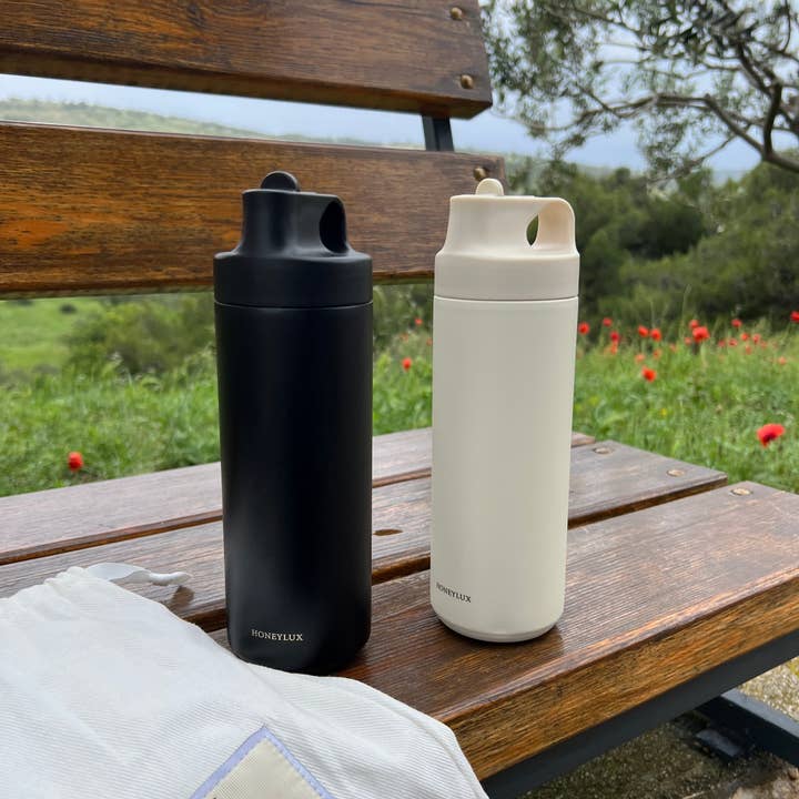 HoneyLux - Wholesale Water Bottle - Modern Bottle with Straw - Cream