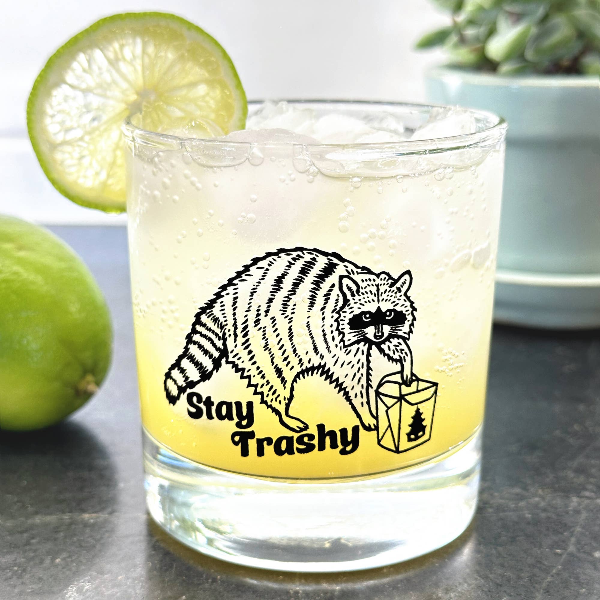 Two Little Fruits - Wholesale Cocktail/Liquor Glass - Barware | Raccoon Rocks Glasses | Stay Trashy Whiskey Glass6