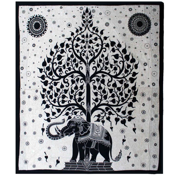 Double Cotton Quilt + Wall Tapestry - Elephant Tree for wholesale by AW Artisan