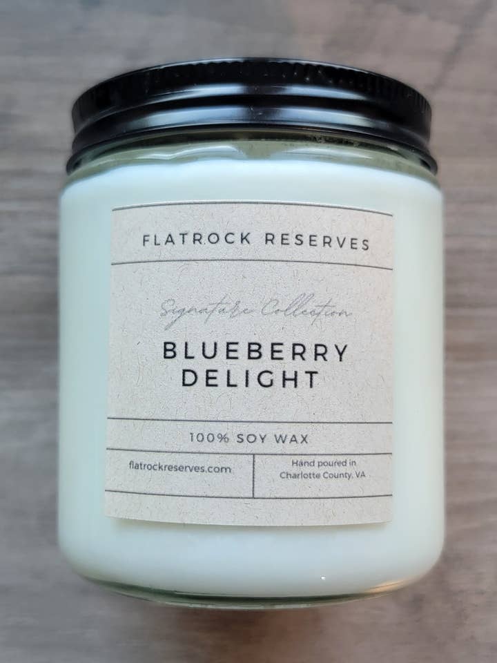 Blueberry Delight 8 oz. Candle for wholesale by Flatrock Reserves