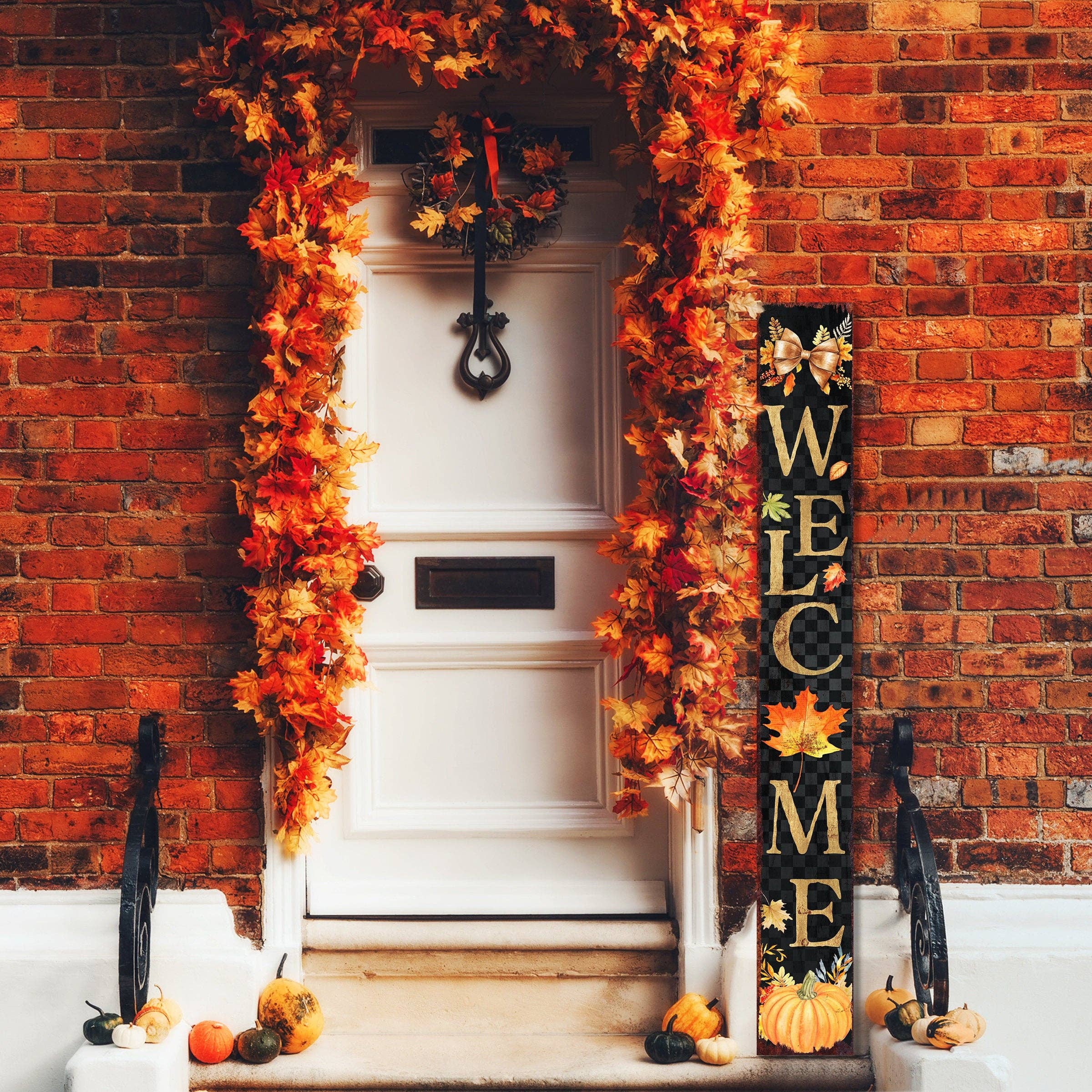 TX USA Corporation - Wholesale Outdoor Sign - 72in Rustic Fall Welcome Porch Sign – Vintage Wooden Front Door Decor9