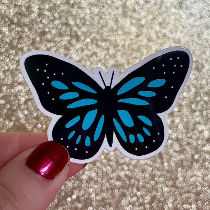 Cute Blue Butterfly Sticker for wholesale by ECLetters