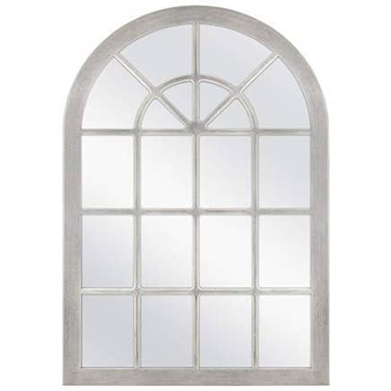 30"x44" GREY ARCHED WINDOWPANE WALL MIRROR C/P 1 for wholesale by GreatBuy.com