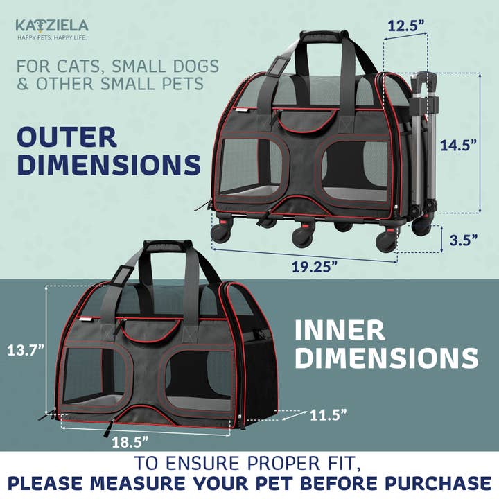 Katziela - Wholesale Pet carrier – Cat/dog - Luxury Rider Pet Carrier with Removable Wheels - 4 Colors34