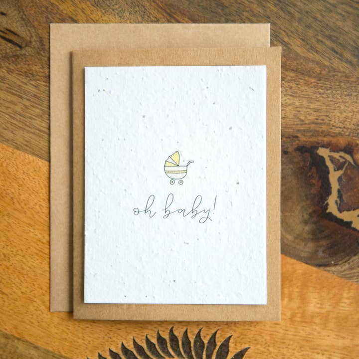 Carte de félicitations pour bébé jaune à planter pour la vente par Stockyard Stationery