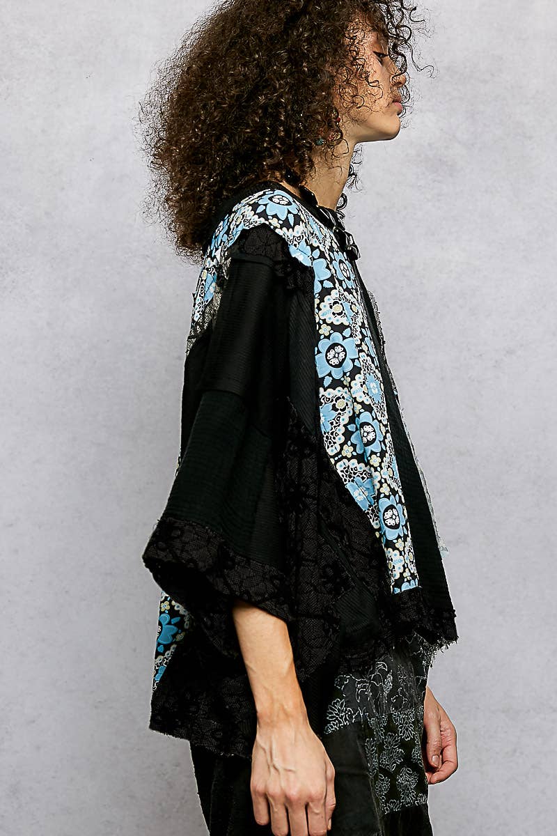 Pol Clothing - Wholesale Blouse - Women's - Round Neck Double Gauze Floral Woven Top2