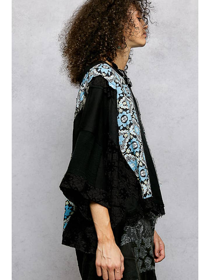 Pol Clothing - Wholesale Blouse - Women's - Round Neck Double Gauze Floral Woven Top2