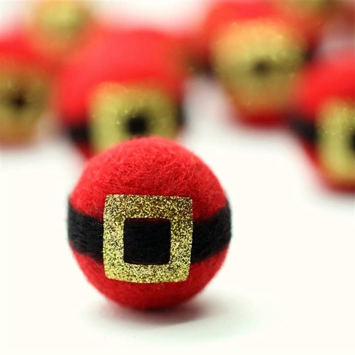 The Felt Pod - Vendita all'ingrosso Set di decorazioni - Cintura natalizia in feltro con sfera di Babbo Natale, set di 5