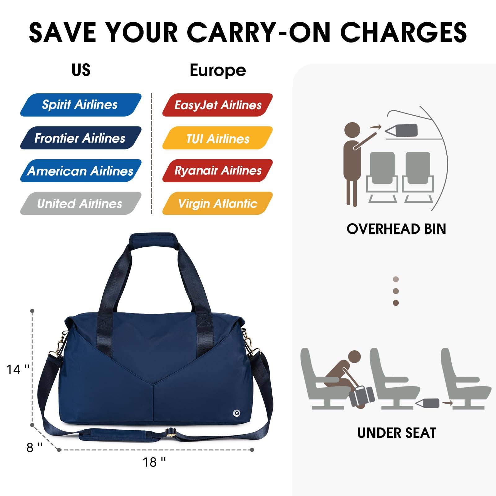 wandf - Wholesale Weekender Bag - Women's - Underseat Carry-on Luggage Duffel Bag Weekender Overnight24