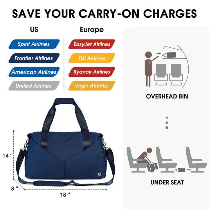 wandf - Wholesale Weekender Bag - Women's - Underseat Carry-on Luggage Duffel Bag Weekender Overnight24