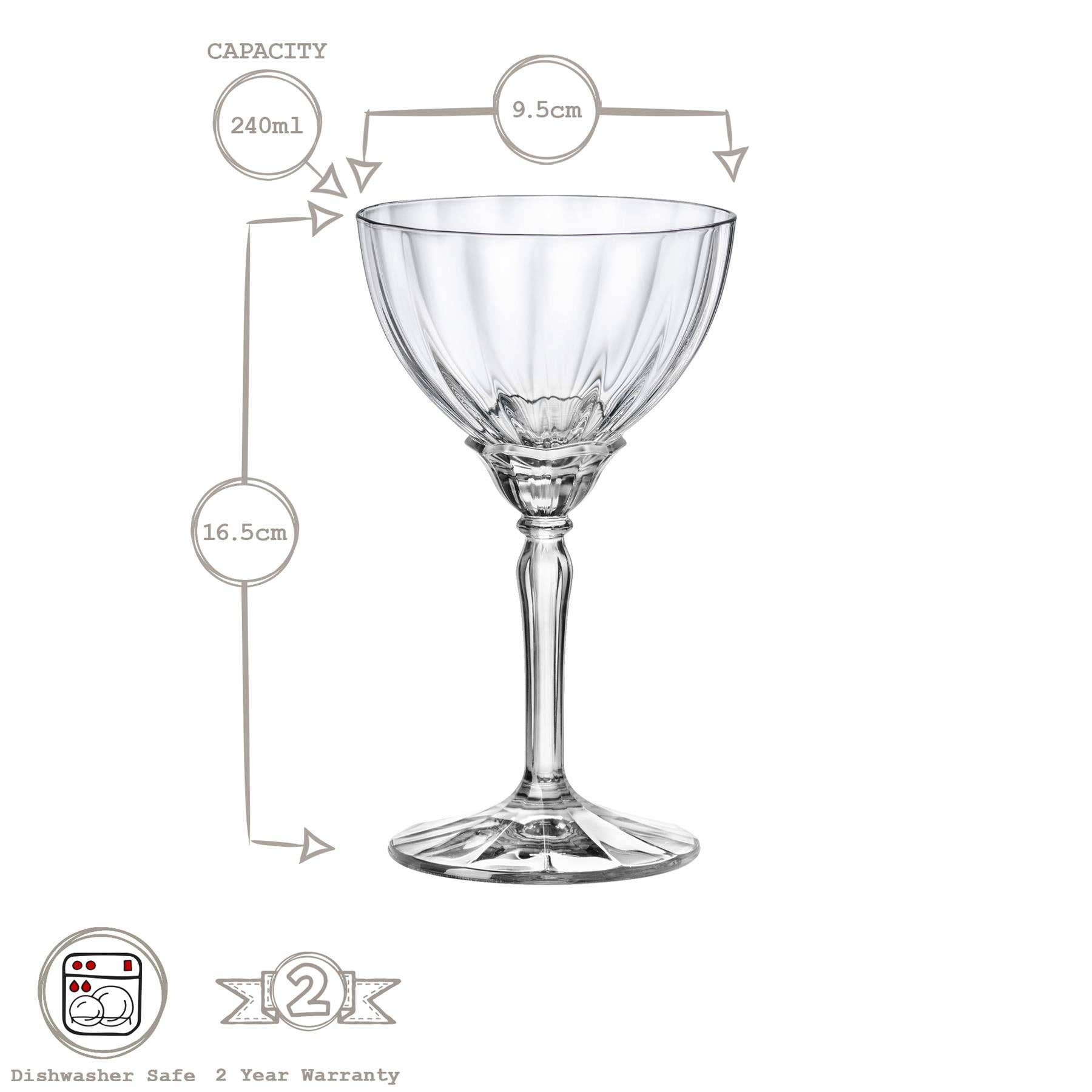 Rinkit Ltd - Vente Verres à cocktail/alcool - Florian verre à cocktail champagne 240 ml - par Bormioli Rocco2