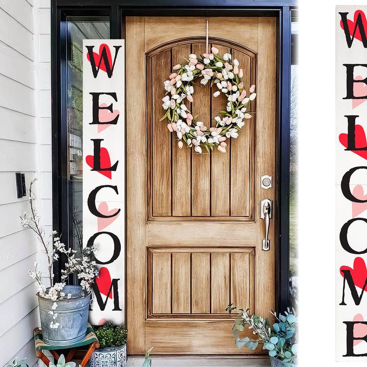 TX USA Corporation - Wholesale Outdoor Sign - Tall Outdoor Valentine's Day Welcome Sign for Front Door, 6ft Welcome Sign,Tall Welcome Sign for Front Porch Standing