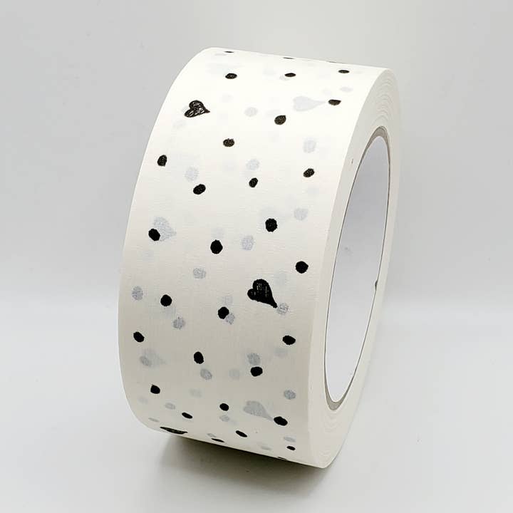 Hjärtan & fläckar på vitt papper | Förpackningstejp - 50mm för wholesale av Tissue & Tape