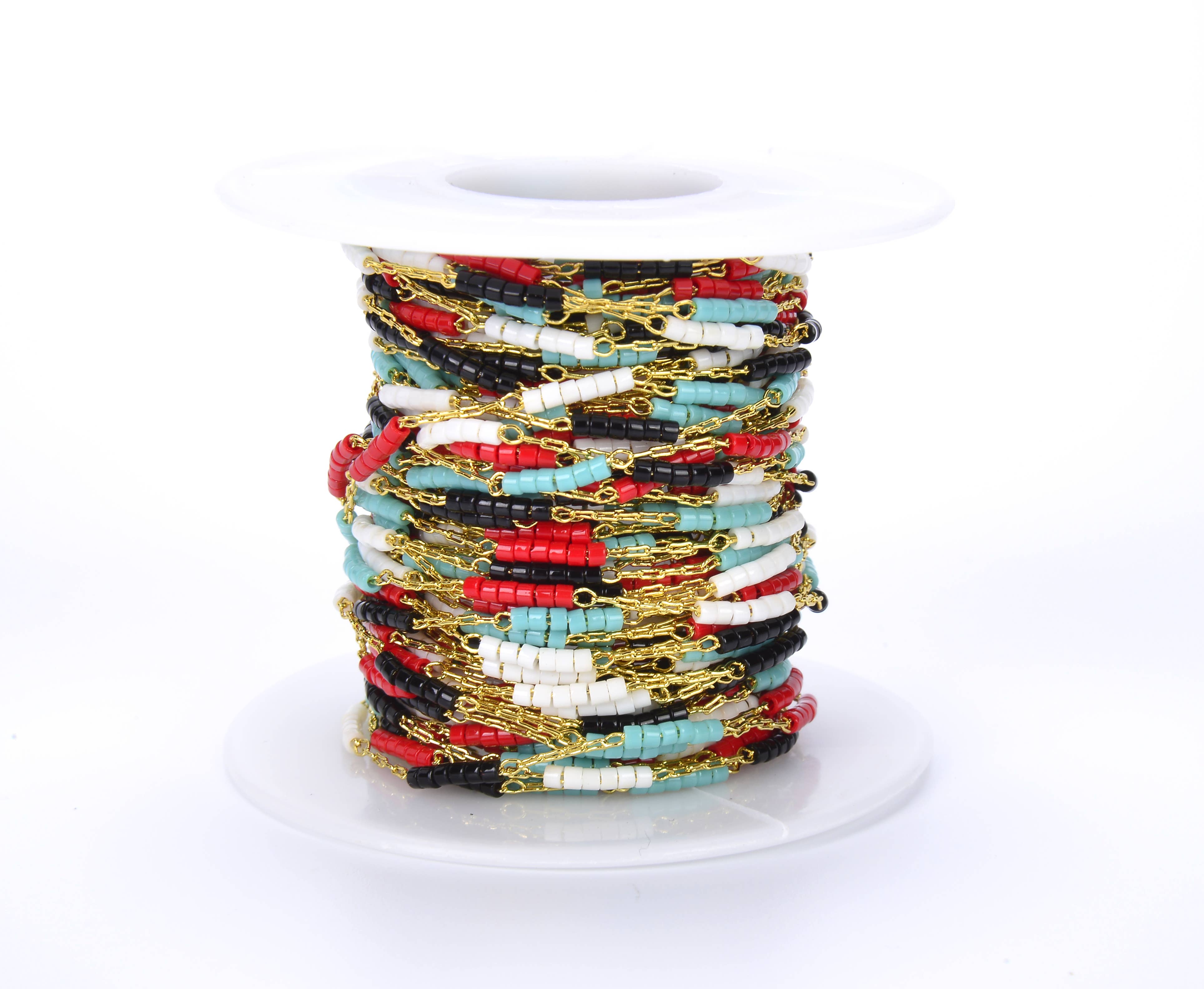 Beads Creation - Wholesale Beads - Japanese Seed Bead Crystal Beaded Chain by Foot, CH0534