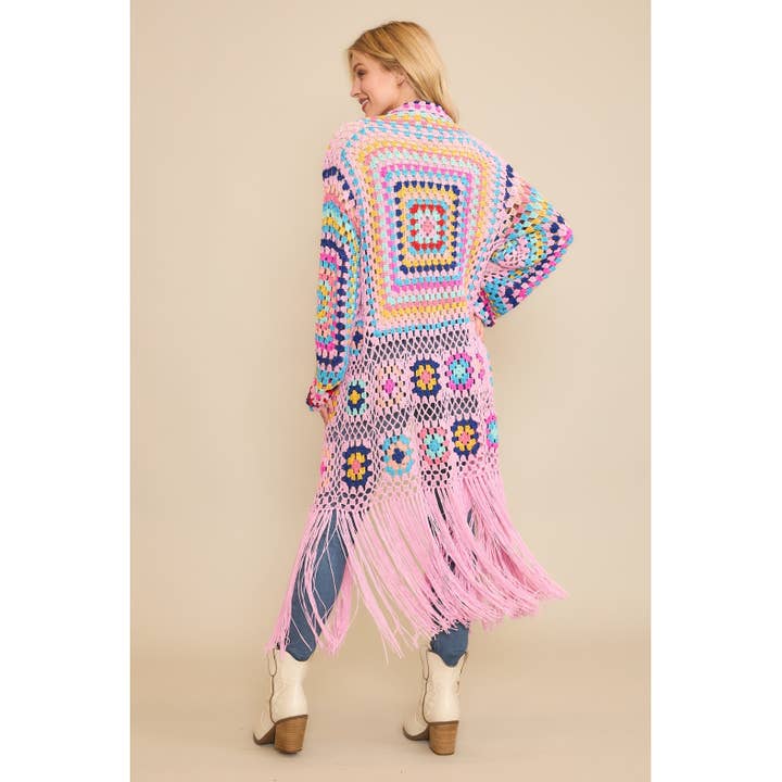 Sweet Generis - Vendita all'ingrosso Cardigan - Donna - SPOLVERINO COLORATO IN CARDIGAN CON FRANGE ALL'UNCINETTO11