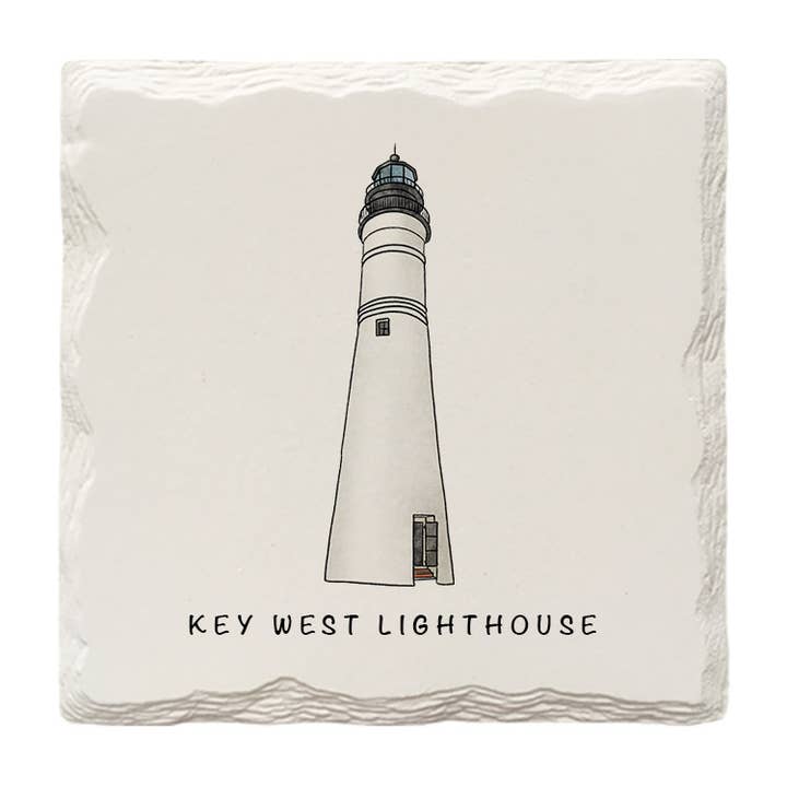 Key West Lighthouse, FL | Hand-Drawn | Drink Coaster for wholesale by The Doodle Brand