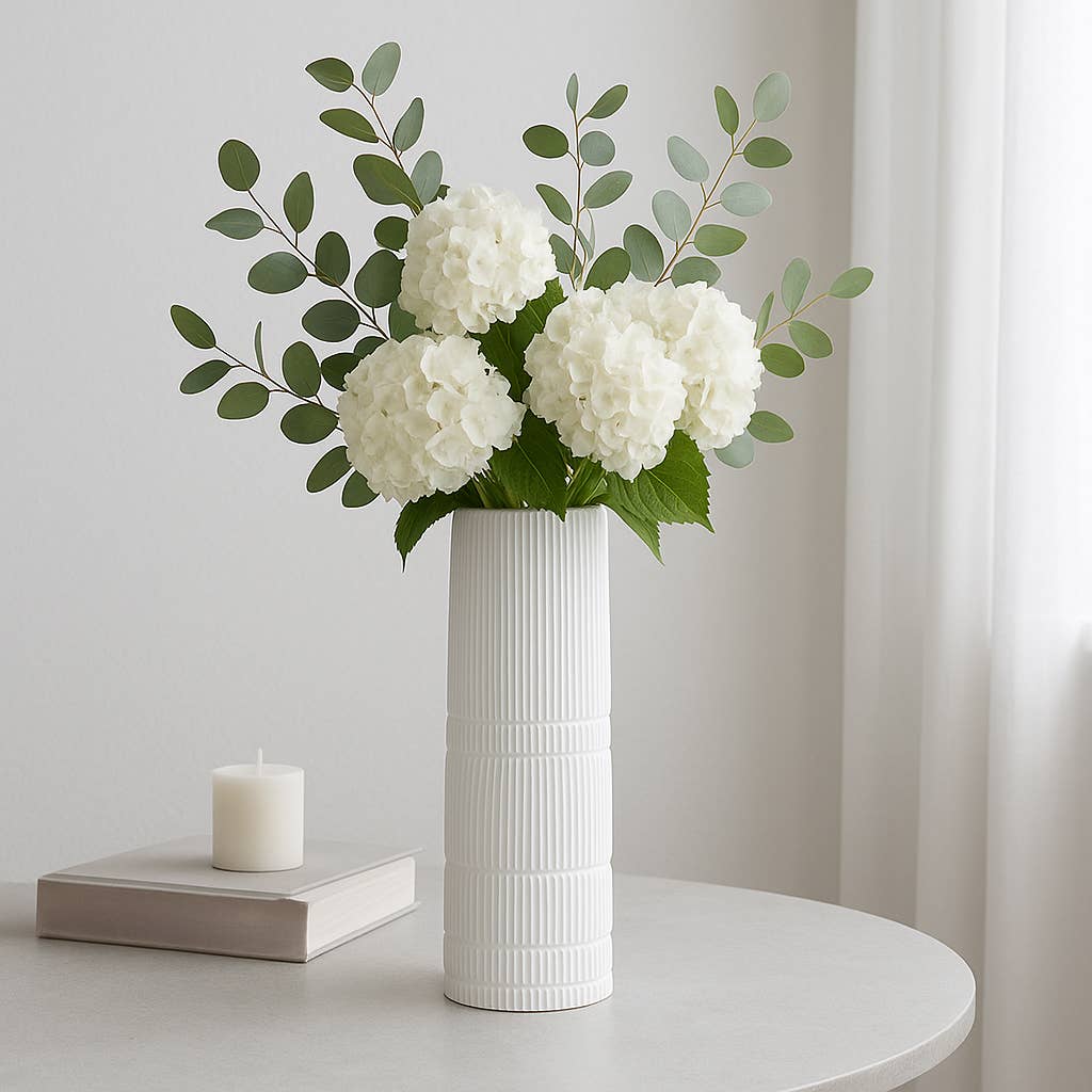 Sagebrook Home - Wholesale Vase - Ceramic Lined Cylinder Decorative Vase - White, 18 in.