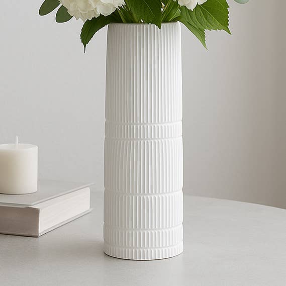 Sagebrook Home - Wholesale Vase - Ceramic Lined Cylinder Decorative Vase - White, 18 in.0