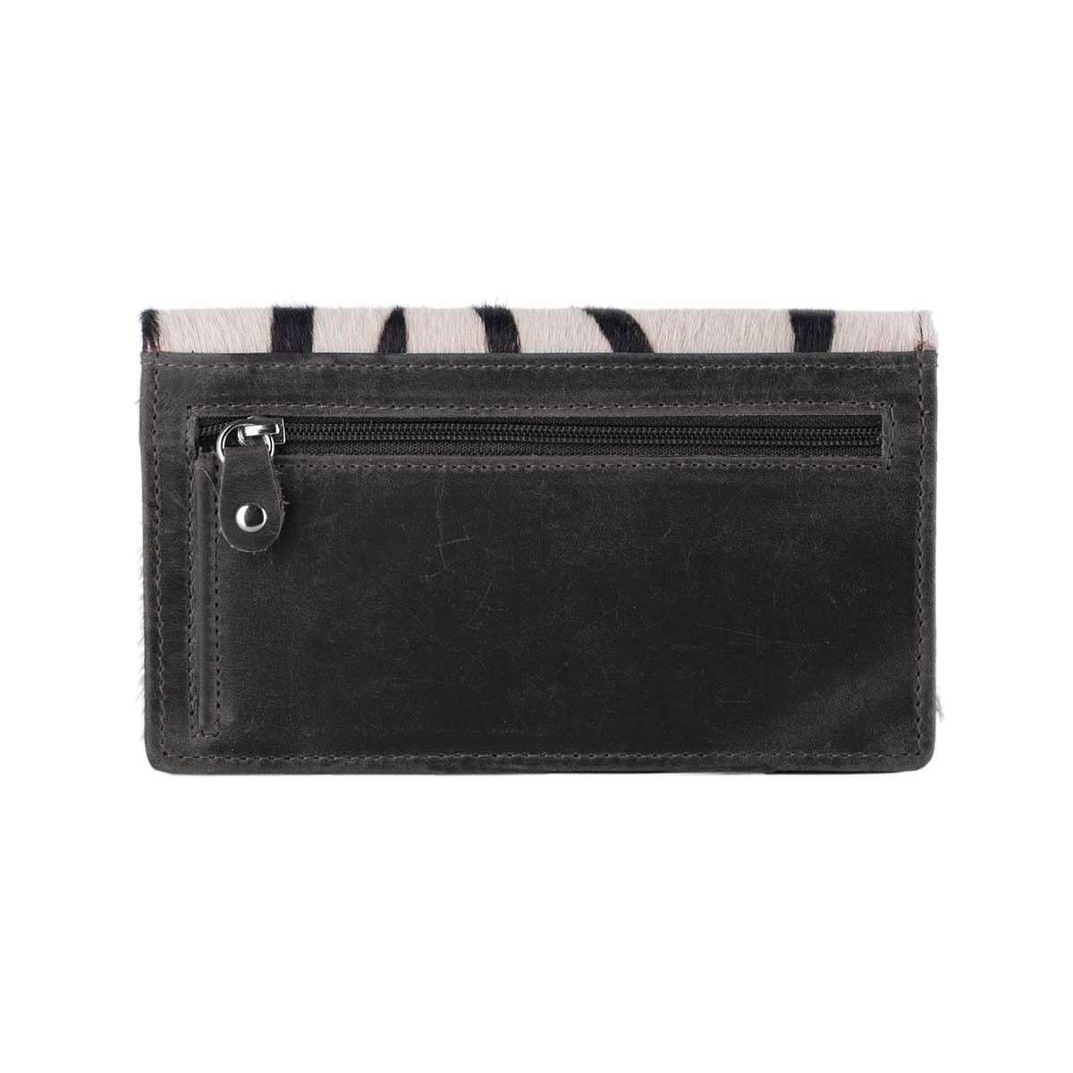 Arrigo - Wholesale Wallet - Women's - Leather Ladies Wallet RFID Black Leather Animal Print Fur14