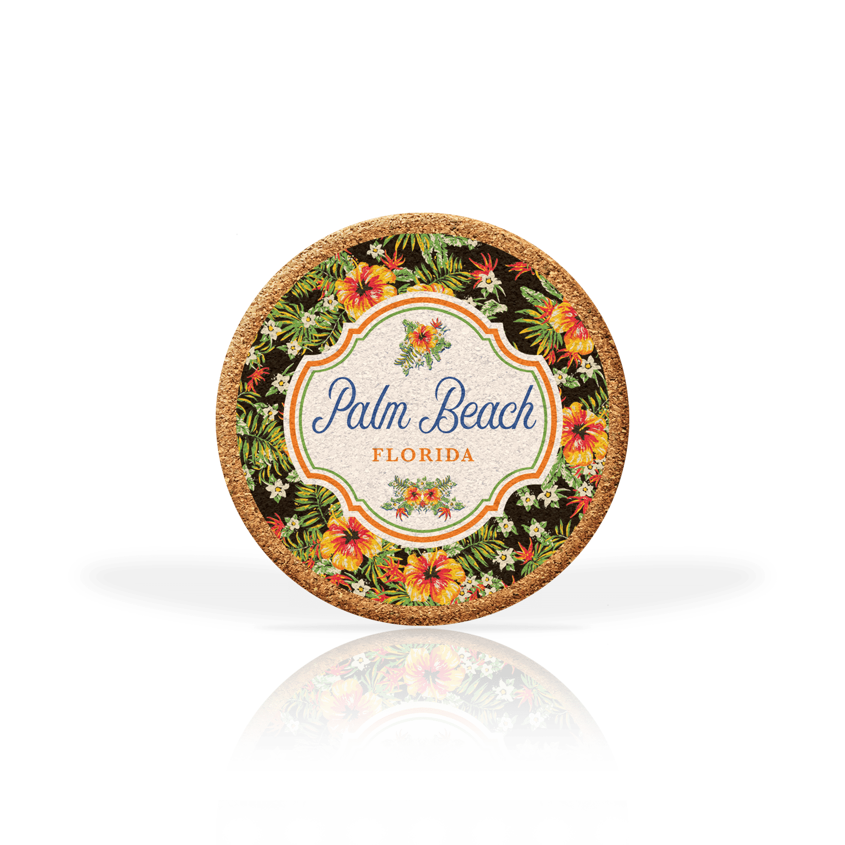 Matrix – wholesale Underlägg – Anpassad tropisk blommig på Black Cork Coasters Collection11