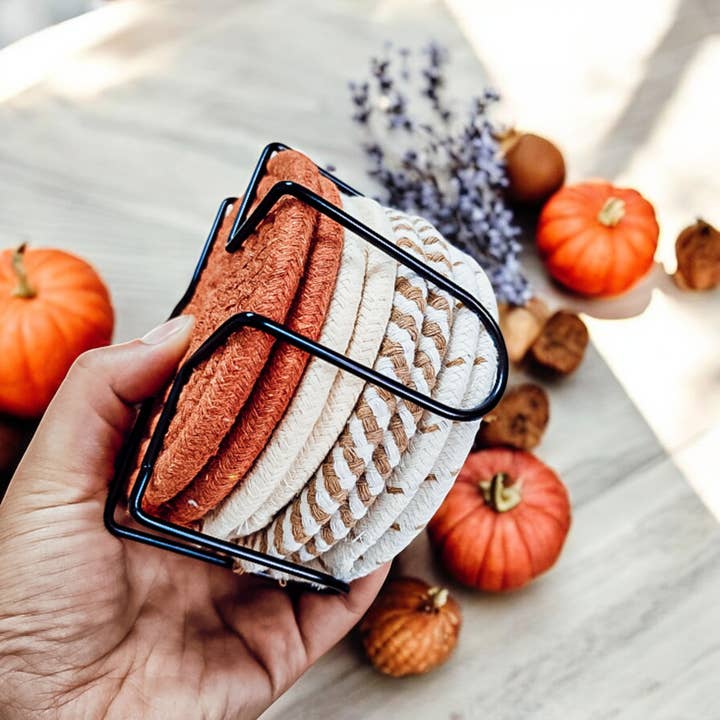 Gia Roma - Wholesale Coasters - Fall Fabric Coaster Sets, Gift Ready | Autumn Tabletop Decor67