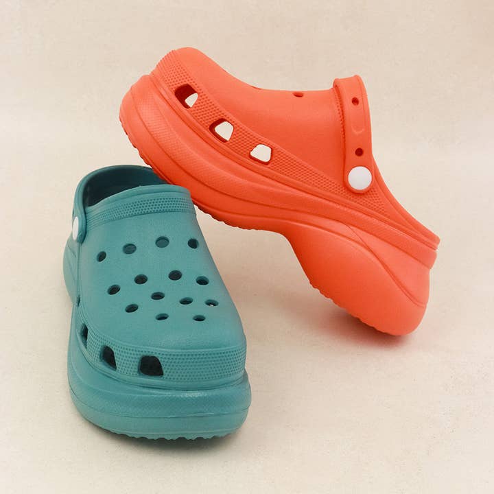 PACHECO - Women's Blue & Orange Sling Back Platform Clogs for wholesale by Lemonade Shoes