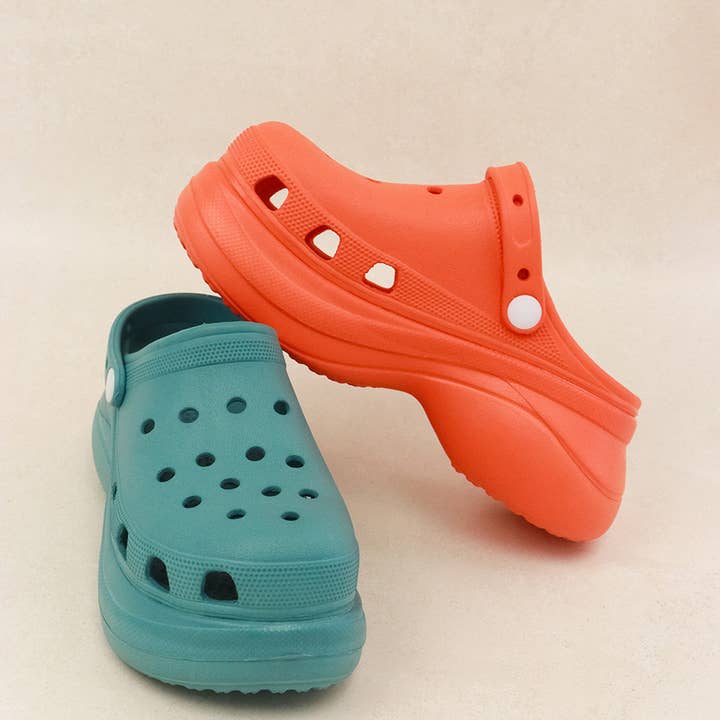 PACHECO - Zoccoli con Plateau e Cinturino sul Retro da Donna Blu e Arancione per la vendita all'ingrosso da parte di Lemonade Shoes