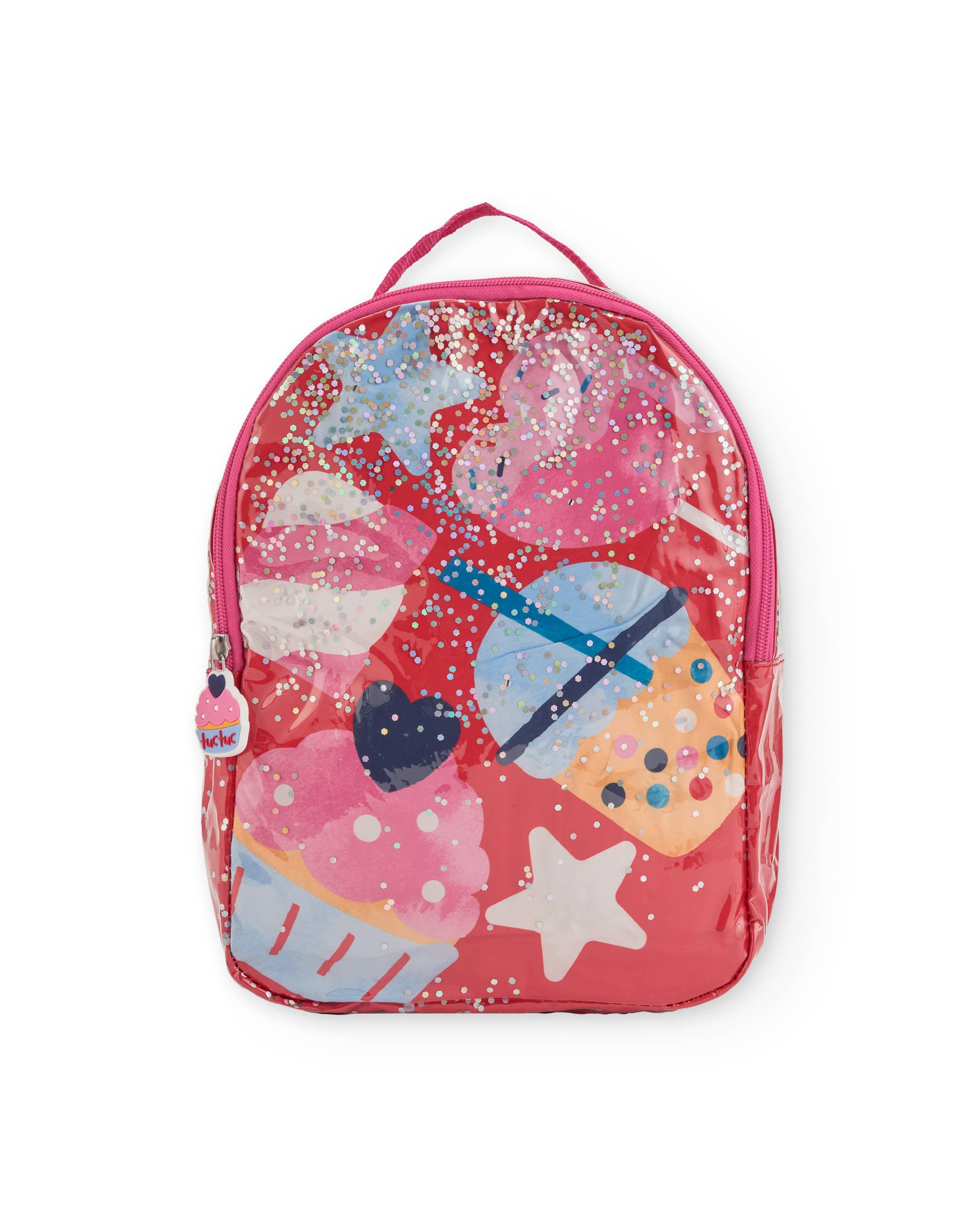 tuc tuc - Wholesale Backpack - Kids - Girl's backpack in coral with candy and star print