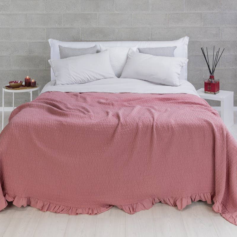 UNOCASADESIGN - Wholesale Deken - Vigo Stonewashed katoenen sprei met ruches24