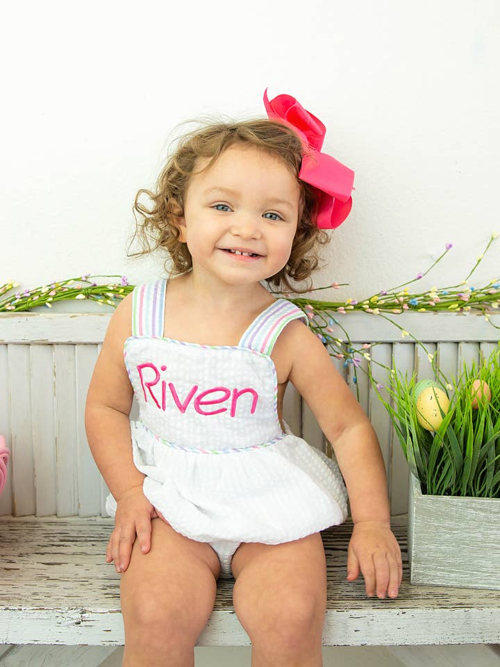 Unisex Seersucker Sunbubble - Weiß mit mehrfarbigem Rand für den Großhandel von Love That Cotton